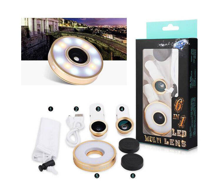 Mini Aro de Luz LED con Set de Lentes para Smartphone 6 en 1 MX 601