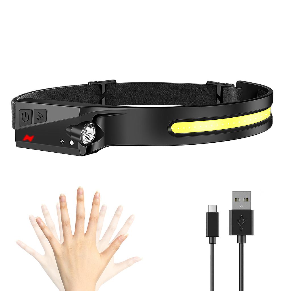 Linterna LED Impermeable, Recargable de Cabeza con Sensor de Activación con Movimiento (350 LM)-W689-3