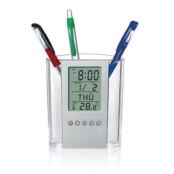 Reloj Digital Portalápices (Hora, fecha, temperatura, alarma)-Plus0221