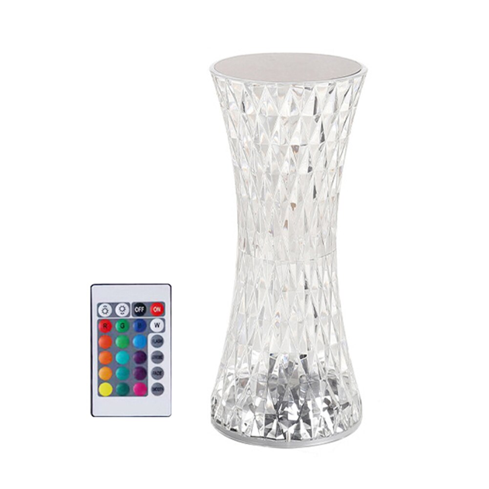 Lámpara LED Tipo Florero Cristal Diamante, Touch, Recargable, RGB, 7.5x19 cm-L5