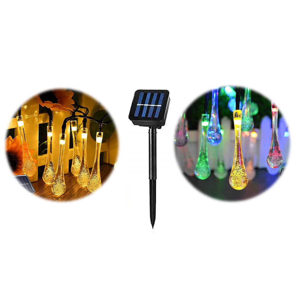 Guirnalda Solar Impermeable Tipo Gotas, 5 Metros, 30 Puntos LED(+3. Dto: 12.52%)-Y-31