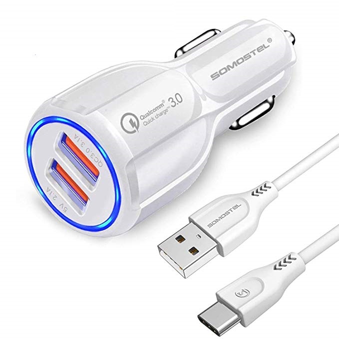 Somostel Carga Rápida para Vehículo doble USB + Cable Tipo C -SMSA45