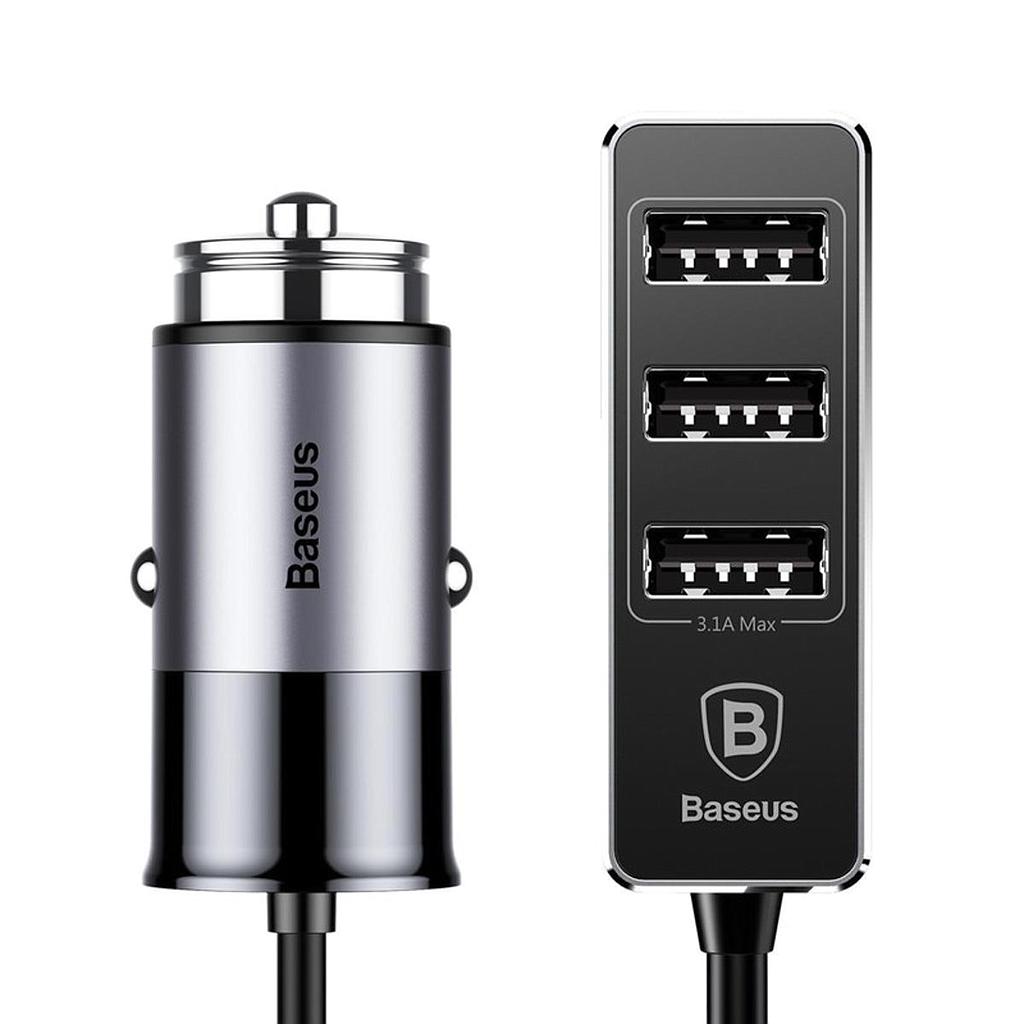 Baseus HUB Gris 4 Puertos USB para Vehículo-CCTON0G