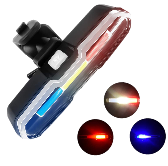 Luz LED Tricolor Recargable 5 Tiempos para Bicicleta-ZH-1808